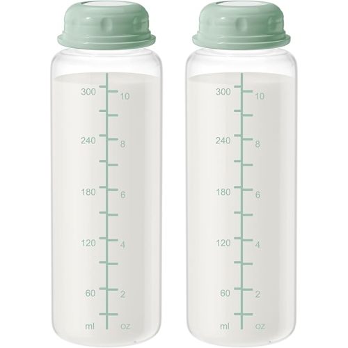 TOVVILD 11oz Breastmilk Storage Bottles, Compatible with Momcozy Milk Cooler 12oz, Narrow Neck Baby Bottles, BPA-Free & Leakproof, Must-Have Breastfeeding Essentials, 2PCS