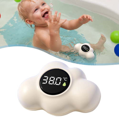 FENGGHAO Cloud Digital Floating Thermometer Baby Bath Temperature Gauge Silent Alert Waterproof Tub Thermometer for Newborns Yellow