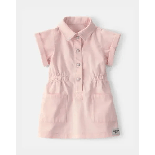 Baby Girl Twill Button-Up Utility Dress - Pink - OshKosh B'gosh | Carter's