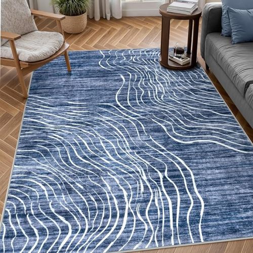 LIVEBOX Modern Abstract Wave Striped Area Rugs 5x7 for Living Room Bedroom Playroom Nursery Dining Room