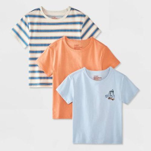 Toddler Boys' 3pk Short Sleeve Roll with it Knit T-Shirt - Cat & Jack™ Orange 3T