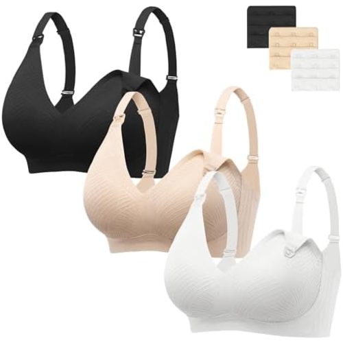 Angelhood Nursing Bras for Breastfeeding, Seamless Wireless Comfort Push up Lace Nursing Maternity Bralette for Pregnancy