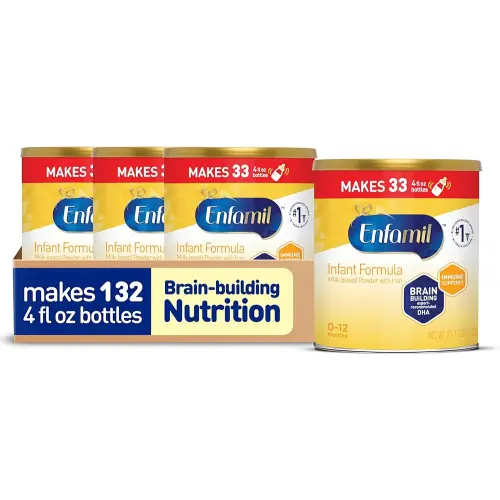 Enfamil Infant Formula, Milk-based Baby Formula with Iron, Omega-3 DHA & Choline, Powder Can, 21.1 Oz (Pack of 4)