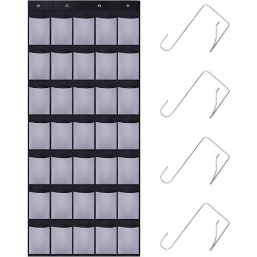 35Large Pockets Over The Door Shoe Organizer, Mesh Pockets Shoe Holder Rack, Capacity Shoe Hanging Storage，door shoe rack With 4 Metal Hook.