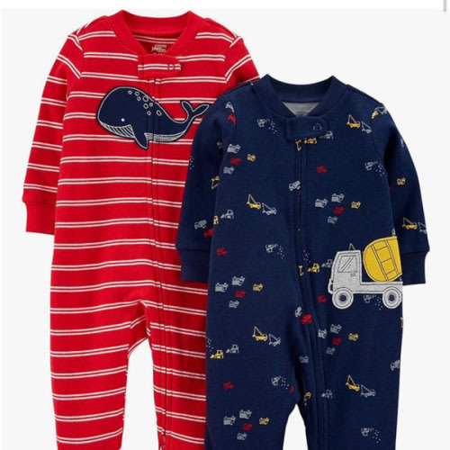 Newborn Simple Joys by Carter's baby-boys 2-way Zip Thermal Footed Sleep and Play, Pack of 2