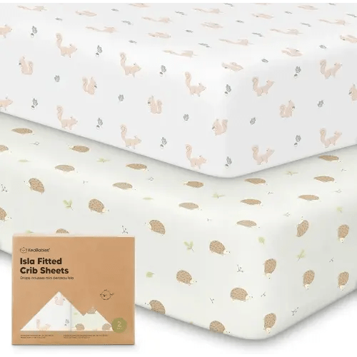 KeaBabies 2-Pack Baby Crib Sheets for Boys, Girls - 52x28 Viscose Derived from Bamboo Toddler Bed Sheets Neutral, Fitted Crib Mattress Cover for Standard Baby Bedding, Soft & Cozy(Nibbles/Bruce)