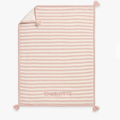 Striped Luxe Cable-Knit Sherpa Baby Blanket