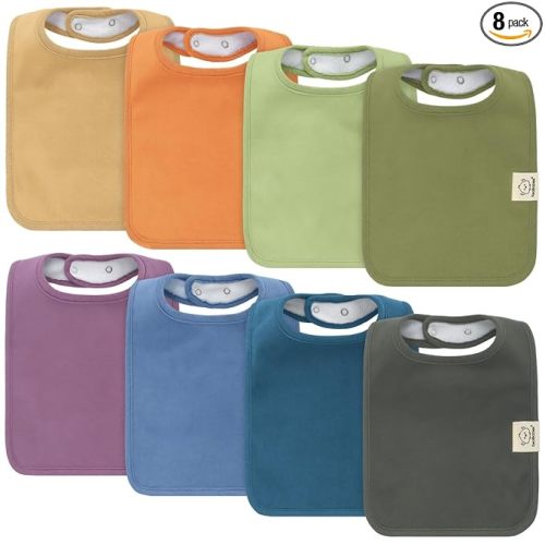 8-Pack Organic Baby Bibs for Boys, Girls - Super Absorbent Cotton Drool Bibs for Baby Girl & Boy, Teething Toddler, Drooling Newborn, Ultra Soft & Machine Washable (Cruise)