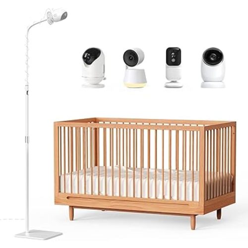 Dr.Care Baby Monitor Floor Stand, Universal Adjustable Gooseneck Holder with Stable Base, No-Drill Installation, Compatible with All Dr.Care Cameras