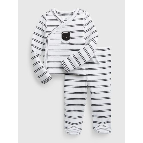 Baby 100% Organic Cotton First Favorite Kimono Outfit Set in optic white