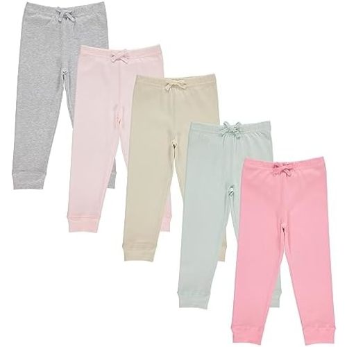 Cudlie 5-Pack Baby/Toddler Girls Joggers - Lounge Pants, Active Sweatpants Sweats - Fashion Joggers for Girls