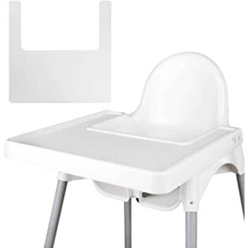 High Chair Placemat, Long Lasting High Chair Placemat Silicone, Clean and Hygienic, Suitable for IKEA Antilop Highchai, for Toddlers and Babies (White)