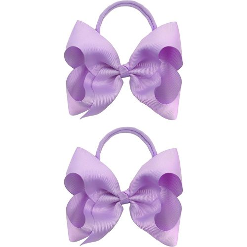 2Pcs 6 Inches Ribbon Baby Girls Headbands Infant Elastic Hairbands Large Cheer Bow Hair Band Accessories for Child Toddlers Girls (Light Purple)