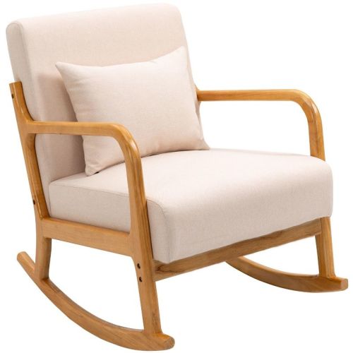 Nordlys Solid Wood and Fabric Rocking Chair Countryside Style Living Room
