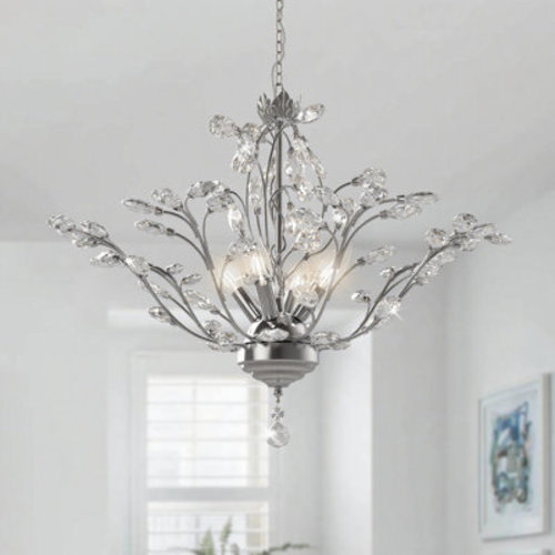 Darcey 4 - Light 18"W Unique Traditional Empire Chandelier with Crystal Accents & Metal Frame for Dining Room or Living Room | Wayfair