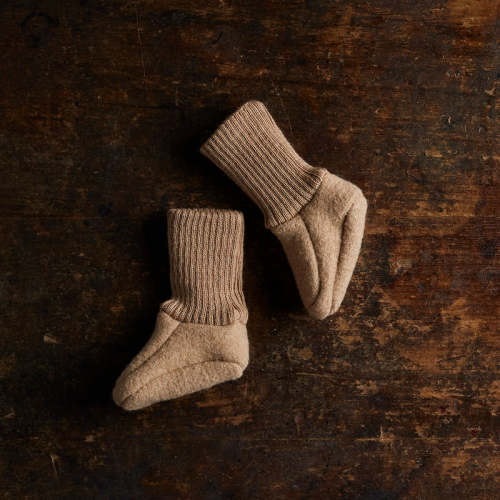 Boiled Merino Wool Booties in beige sizes newborn-6mth – MamaOwl