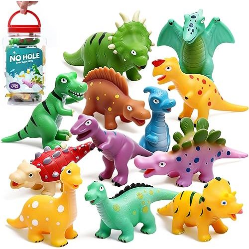 Hely Cancy Dinosaur Bath Toys for Toddler, No Hole Baby Bathtub Shower Water Pool Toys