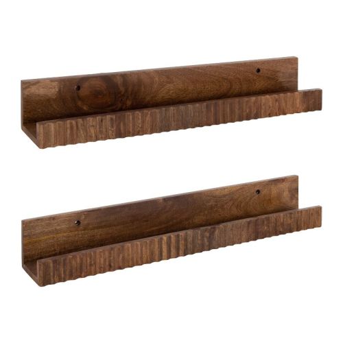 Kate & Laurel All Things Decor Set of 2 Furrow Ledge Shelves Walnut Brown