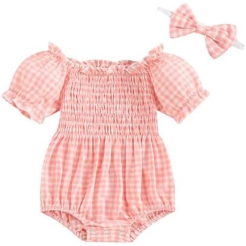 Baby Girl Romper Headband Set- 3-6 Months