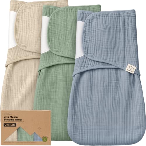 KeaBabies Muslin Baby Swaddles for Newborns,3pk,100% Cotton | Organic Cotton Swaddles Sleep Sack 0-3 Months, Infant, Baby Girls, Boys, Soft Breathable Summer Swaddler, Easy Quiet Closure