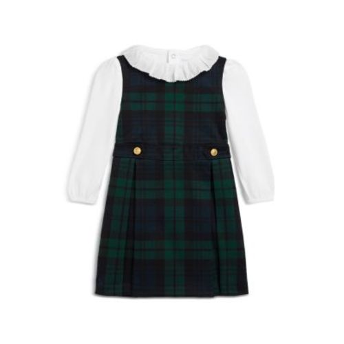 Polo Girls' Cotton Bodysuit & Plaid Ponte Dress Set - Baby