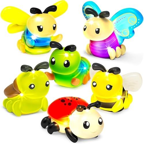 Tub Works® Bugs™ Light Up Bath Toys, 6 Pack | Water-Activated Light Up Toys Flash & Change Color | Easy-Grip Baby Girl & Toddler Bath Toys | Glow Bugs for Kids | Sensory Bathtub Toys with Bath Lights