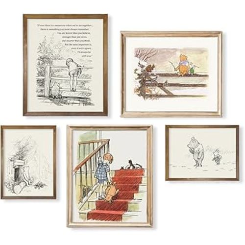 Winnie The Pooh Nursery Decor - Gifts for Winnie Fans Lover - Vintage Hundred Acre Wood Poster - Toddler Room Decor - You Are Braver Than You Think - Motivational Quotes for Kids - Little Boys Décor