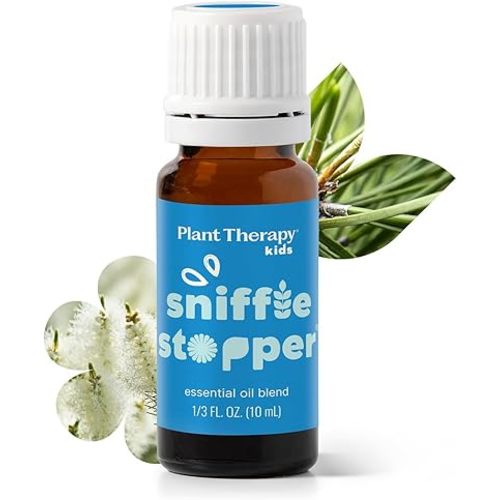Plant Therapy Kids Sniffle Stopper Essential Oil Blend, 10 mL (1/3 oz), Respiratory Support Essential Oil Blend, Helps Clear Congestion, 100% Pure, Undiluted