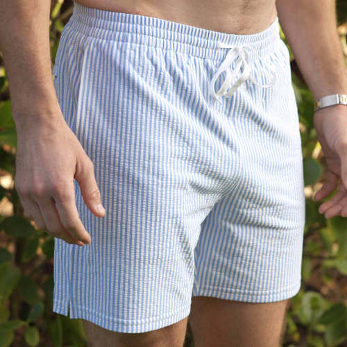 Men's Swim Trunks | Seersucker Blue