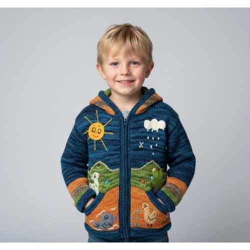 Handmade Kids Sweater, Lightweight Colorful Cardigan Gift for Boys and Girls
