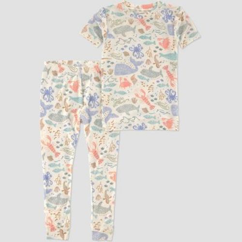 Carter's Just One You® Toddler 2pc Short Sleeve Sea Creatures Comfy Soft Tight Fit Pajama Set - Blue 4T