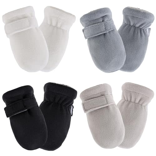 Zsedrut No Scratch Baby Mittens Toddler Infant Fleece Lined Gloves Winter Warm Mitten for Baby Boys Girls