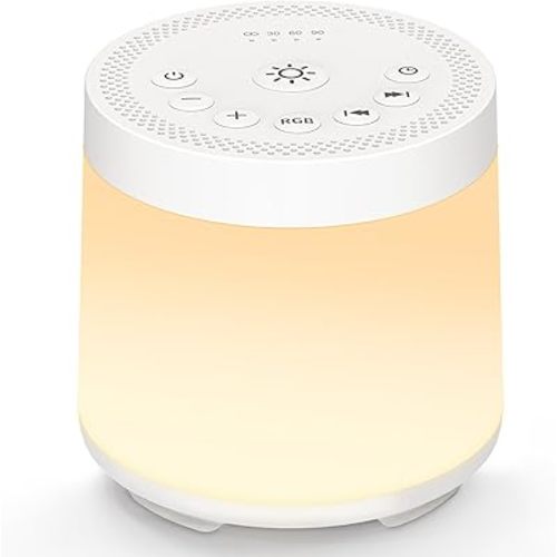 Baby Sleep Night Light Sound Machine Battery Nursery Night Lamp 12 Colors Night Light 30 Soothing Sounds for Newborn Kids Adults White Noise Machine 4 Timers Memory Function for Home Travel Office
