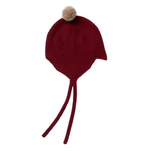 Cashmere Baby Bonnet, Jam with Stoneage Pom – Rosie Sugden