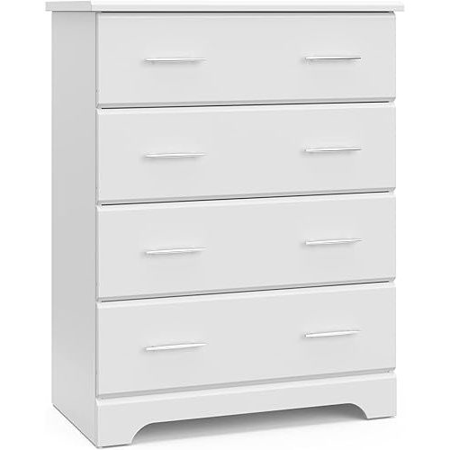 Storkcraft Brookside 4 Drawer Dresser (White) – GREENGUARD Gold Certified, Nursery Dresser for Kids Bedroom, Chest of Drawers