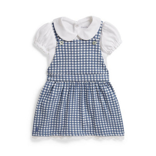 Baby Girls' Cotton Bodysuit and Gingham Dress, 2-Piece Set