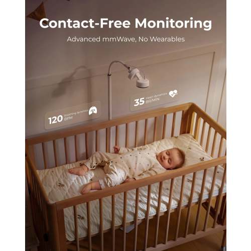 Baby Breathing Monitor & Heart Rate Monitor | 2K Night Vision Baby Monitor | Momcozy BM08