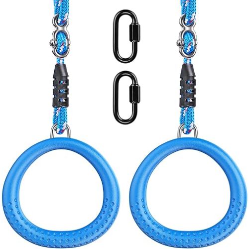 Dolibest 2 Pack of Ninja Gymnastic Rings,Monkey Ring Outdoor Backyard Ninja Accessories Set,Swing Bar Rings Obstacle Course for Training Equipment for Teens,1000LB Capacity