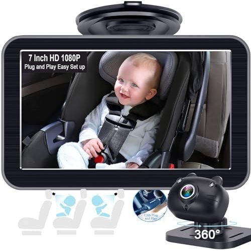 DoHonest Baby Car Camera 7-Inch: USB Plug-Play Easy Setup, 150° View