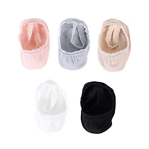 Yenzat Baby Anti Slip Non Skid Lace Socks with Grip for Infant Girls 6-12 Months 5 Pairs