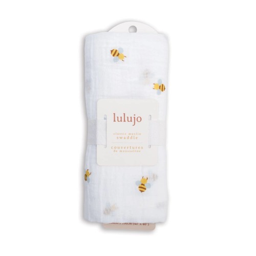 Lulujo - Couverture d'emmaillotage en mousseline de coton - Abeilles