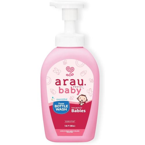 Arau Baby Unscented Foam Bottle Wash, Natural Plant Based Baby Bottle & Dish Soap, No Artificial Fragrance or Additives, Gentle for Washing Bottles, Pacifiers and Toys, Easy Rinse, 15.21 Fl Oz