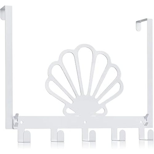 Seashell Over The Door Hooks Nautical Coastal Bathroom Decor Hanger Wall Mount Rack Holder for Towel, Hat, Coat, Cloth, Keychain, Bag, Seaside Home Decor