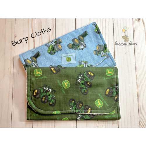 John Deere Burp Cloths | Tractor Burp Cloths | Blue John Deere Burp Cloths | Gender Neutral Baby Gift | Burp Cloth Gifts | Baby Drool Cloths