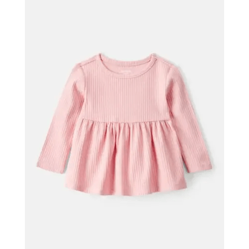 Baby Girl Long-Sleeve Peplum Top - Pink | Carter's
