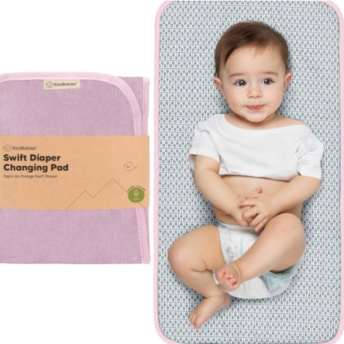 KeaBabies Portable Diaper Changing Pad, Easy Wipe Clean - Foldable Waterproof Baby Changing Mat for Diaper Bag, Compact, Lightweight, 25x13 Newborn, Infant, Baby Changer Travel Essential (Sweet Pink)
