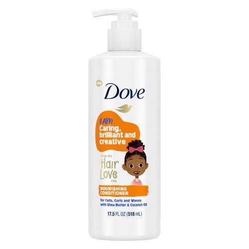 Dove Kids Care Conditioner for Coils, Curls and Waves Hair Love Kids Hair Care Infused with Coconut Oil and Shea Butter, 17.5 fl oz
