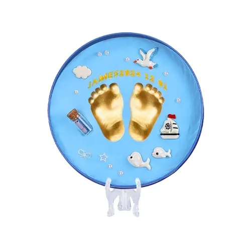 You&Min Baby Footprint Kit, Baby Foot and Hand Print Kit, Baby Keepsake, Hand Print Mold Kit, New Mom Gifts, Baby Newborn Essentials Must Haves, Baby Shower Gifts (Blue)