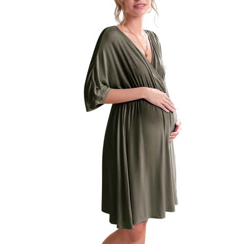 Ekouaer 3 in 1 Labor/Delivery/Hospital Gown Maternity Dress Nursing Nightgown Sleepwear for Breastfeeding