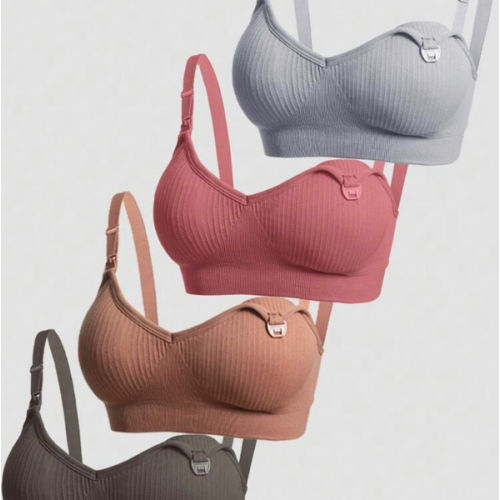 4pcs/Set Maternity & Nursing Lace Clip Down Front Bras For Breastfeeding, Soft & Comfort